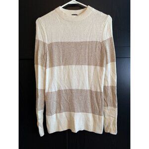 J. McLaughlin Merino Wool Striped Knitted Sweater Small Long Sleeves Soft Preppy